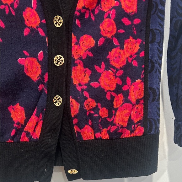 Tory Burch Black and Red Floral Cardigan - Picture 5 of 13